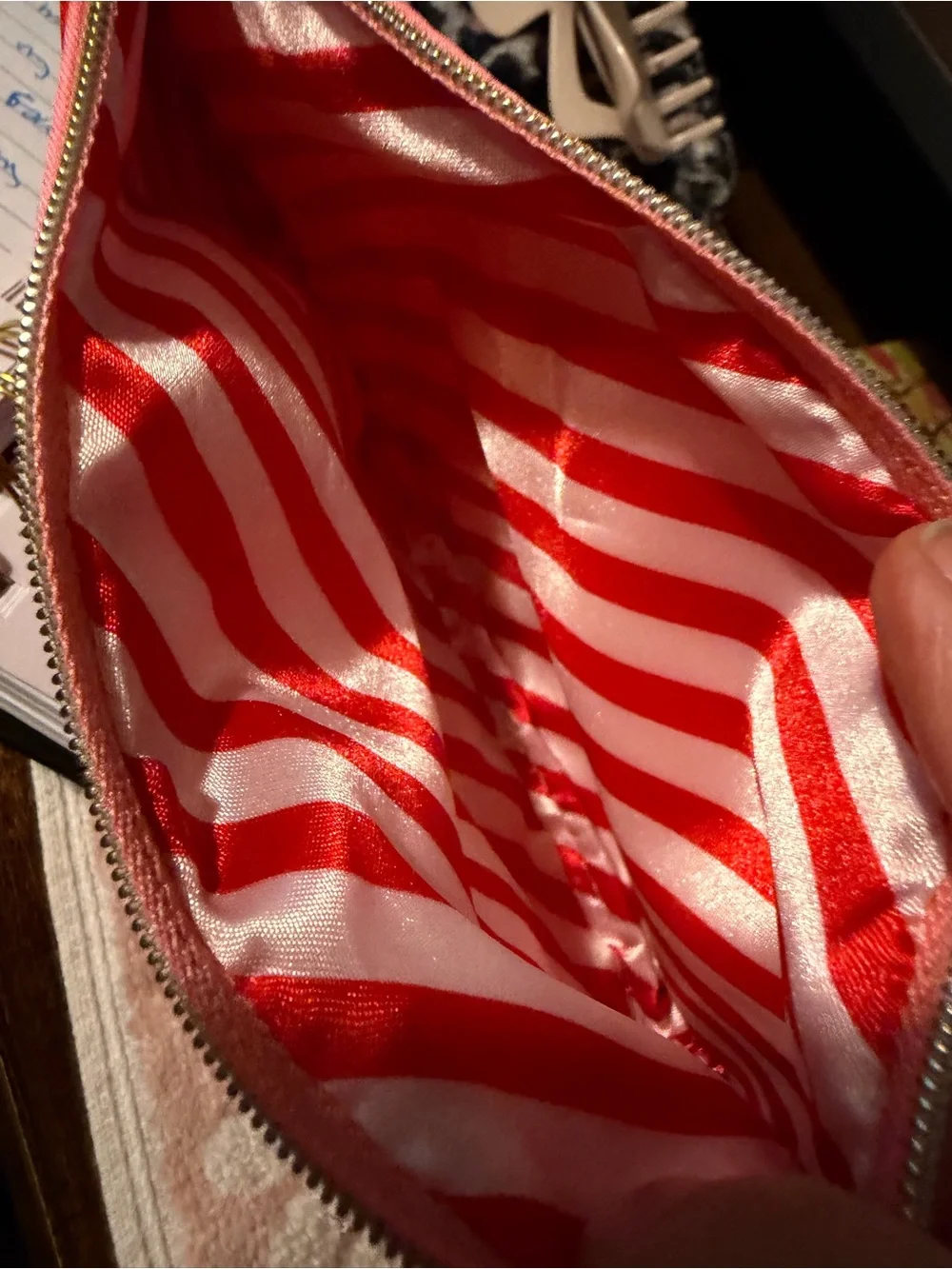 Pink and Red Satin-Trim Bow Ipsy Bag